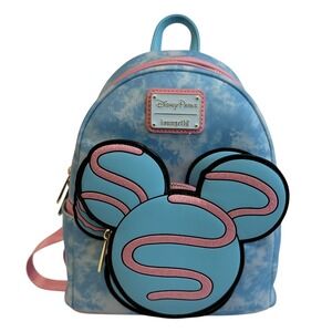 Loungefly Disney‎ Parks Mickey Mouse Candy Swirl Mini Backpack Blue Pink Tie Dye